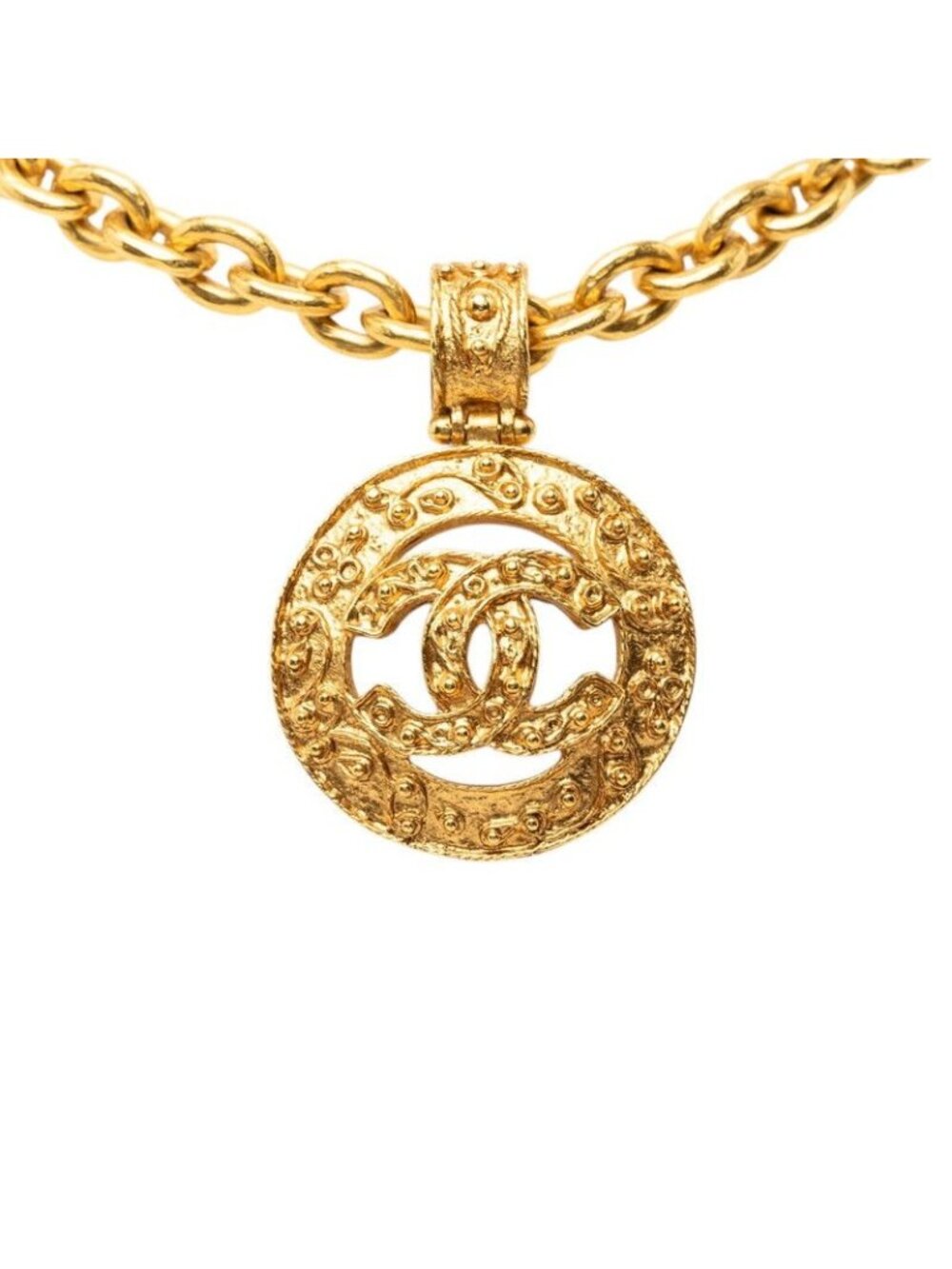 Chanel Vintage CC Logo Chain Necklace Gold Plated